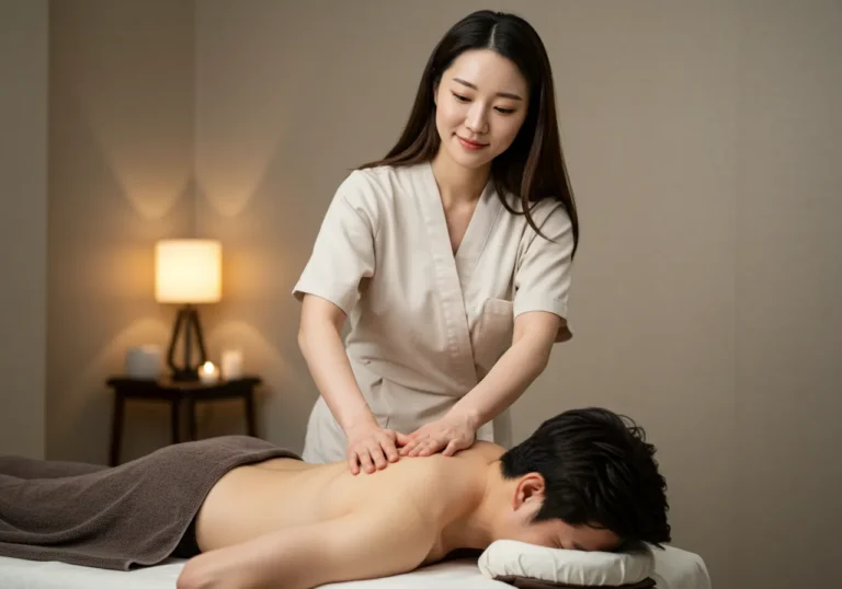 대전 출장마사지 모찌바디 소속 전문 한국 여성 관리사가 정성스럽게 마사지 기법을 시연하는 모습