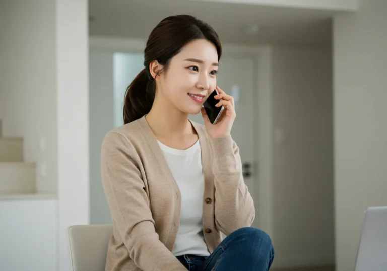 동백동 출장마사지 앱 예약 중인 30대 한국 남성이 스마트워치로 스트레스 지수를 확인하며 모찌바디 AI 추천 케어를 선택하는 스마트 헬스케어 과정