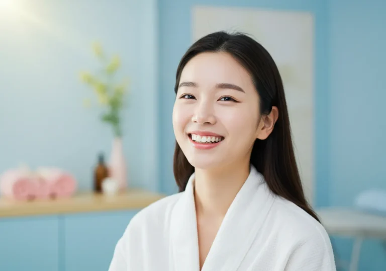 둔포 출장마사지 모찌바디 관리를 받은 면 지역 거주 50대 한국 여성이 오랜만에 받은 전문 케어에 깊은 만족감을 표현하는 감사한 미소