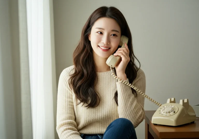 마북동 출장마사지 전화 예약하는 50대 한국 남성이 밭일 쉬는 시간에 모찌바디 상담원과 농한기 특별 패키지를 상담받는 따뜻한 장면