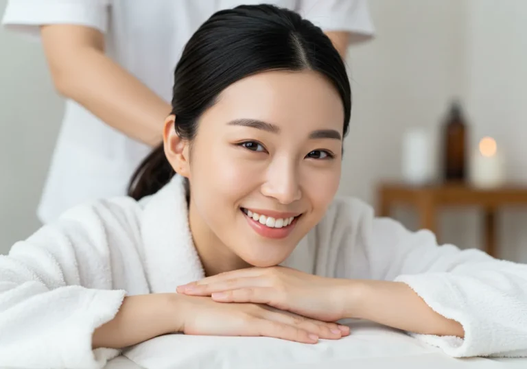 만석동 출장마사지 모찌바디 이용 완료한 항만 여성근로자가 무거운 화물 작업 피로가 완전히 풀린 시원한 표정
