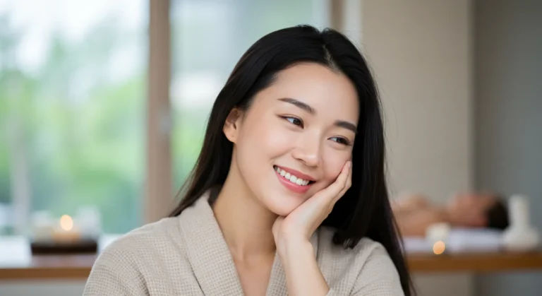 불로동 홈타이 모찌바디 이용 후 예상보다 빠른 도착시간과 높은 서비스 품질에 감동한 직장인 한국여성의 만족한 미소