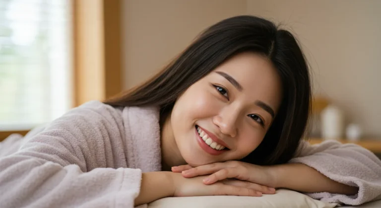 석남동 홈타이 모찌바디 이용 후 12시간 연속 중량작업으로 지친 몸이 완전 회복된 제조업 근로자의 시원한 표정