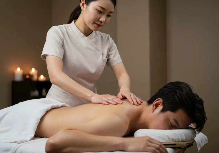 신봉동타이마사지 국제 인증 한국 여성 전문가가 고객 자택에서 팔과 손목의 경직된 근육을 부드럽게 이완시키는 세심한 관리 현장