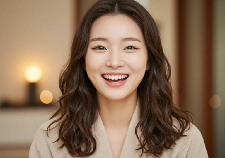 십정동 홈타이 모찌바디 이용 완료한 아파트 거주 직장맘이 육아와 가사 스트레스가 집에서 편안하게 해소된 밝은 미소