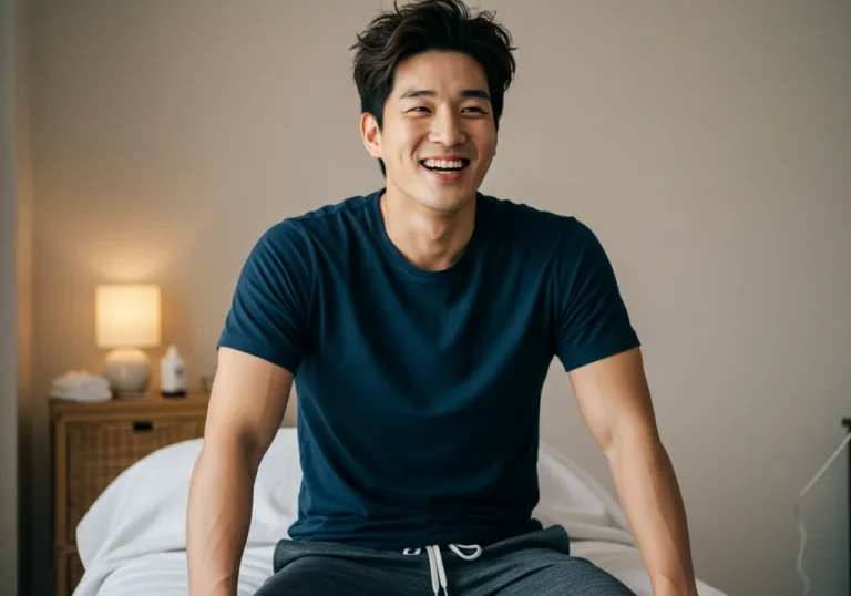역삼동 토닥이 모찌바디 숙련된 한국 남성 관리사가 서비스 준비하는 전문적인 모습