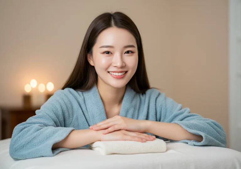 영덕동 출장안마 후 화이트 톤 거실에서 북유럽 디자인 체어에 앉아 여유롭게 독서하는 30대 한국 남성의 안락한 휴식 장면