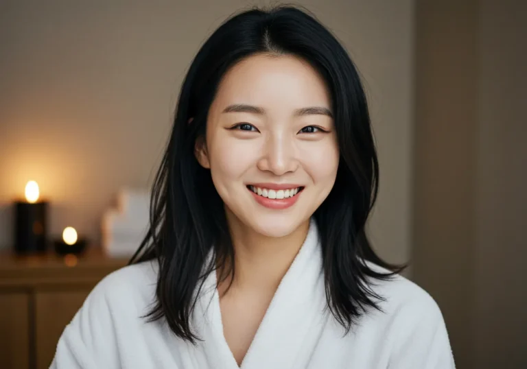 영통 출장마사지 모찌바디 이용 완료 후 만족스러워하는 30대 한국 여성 고객
