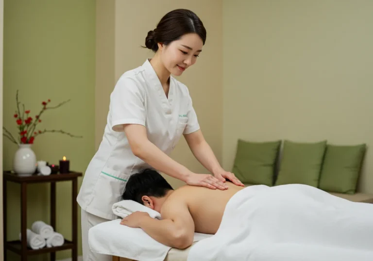 운남동 홈타이 모찌바디 전문관리사가 신도시 아파트 거주 고객에게 세심하고 정성스러운 마사지를 시술하는 모습