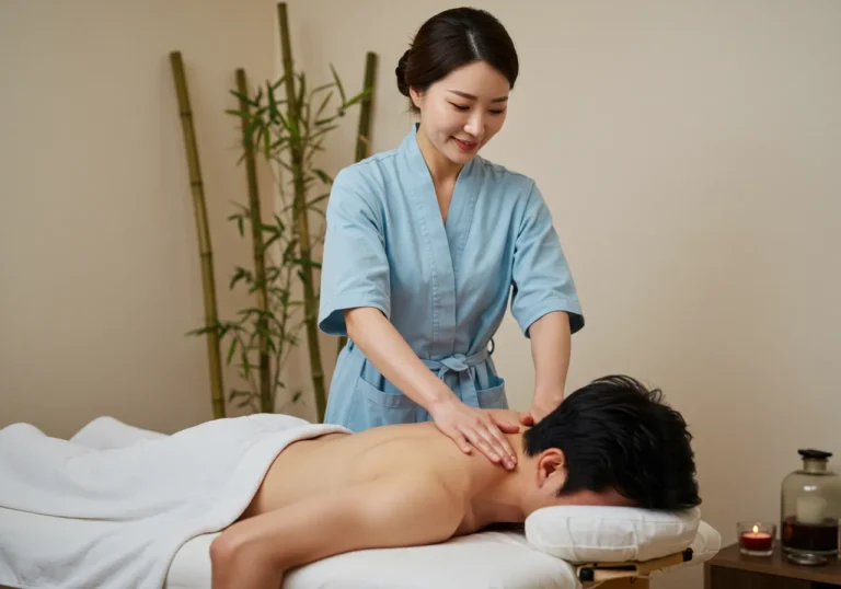 원곡동 타이마사지 다국어 가능 한국 여성 테라피스트가 고객과 영어로 소통하며 국제 표준 기법으로 전문적인 케어를 제공하는 글로벌 시술
