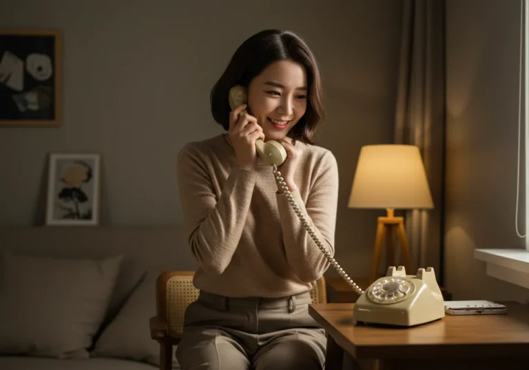 월미도 출장안마 모찌바디 예약을 위해 바다 전망 펜션에서 전화 상담받는 가족여행객의 편리한 예약과정 실제 모습