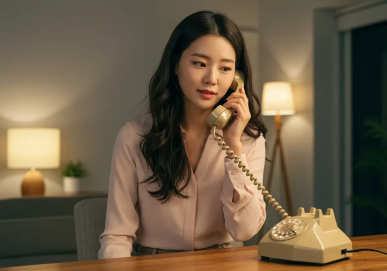 조치원 홈타이 모찌바디 예약을 위해 핸드폰으로 상담 전화를 걸고 있는 한국인의 자연스러운 통화 장면