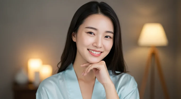 청학동 출장안마 모찌바디 이용 후 전원환경의 조용함과 어우러져 완전한 평온함을 얻은 중년 한국여성의 만족한 미소